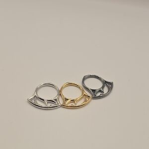 Silver and Gold Leaf Stacking Rings